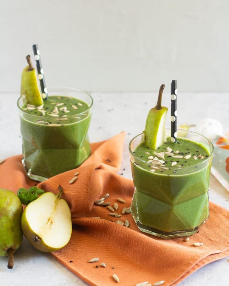 batido de pera e espinafres