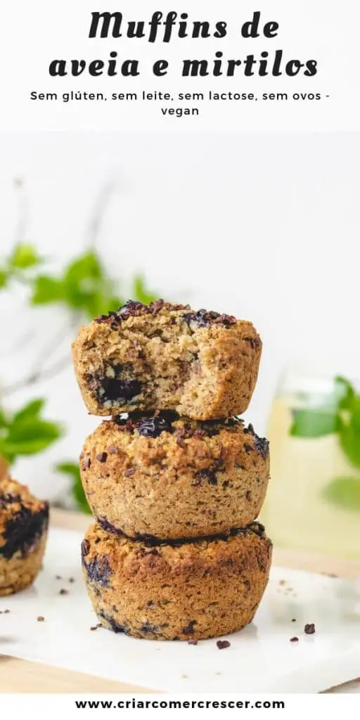 Muffins de aveia e mirtilos vegan
