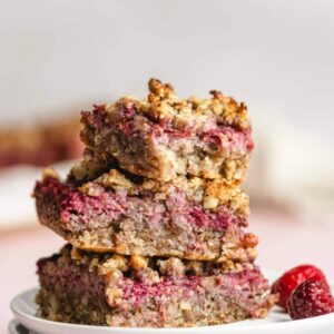 Barras crumble de banana e framboesa vegano - sem plv