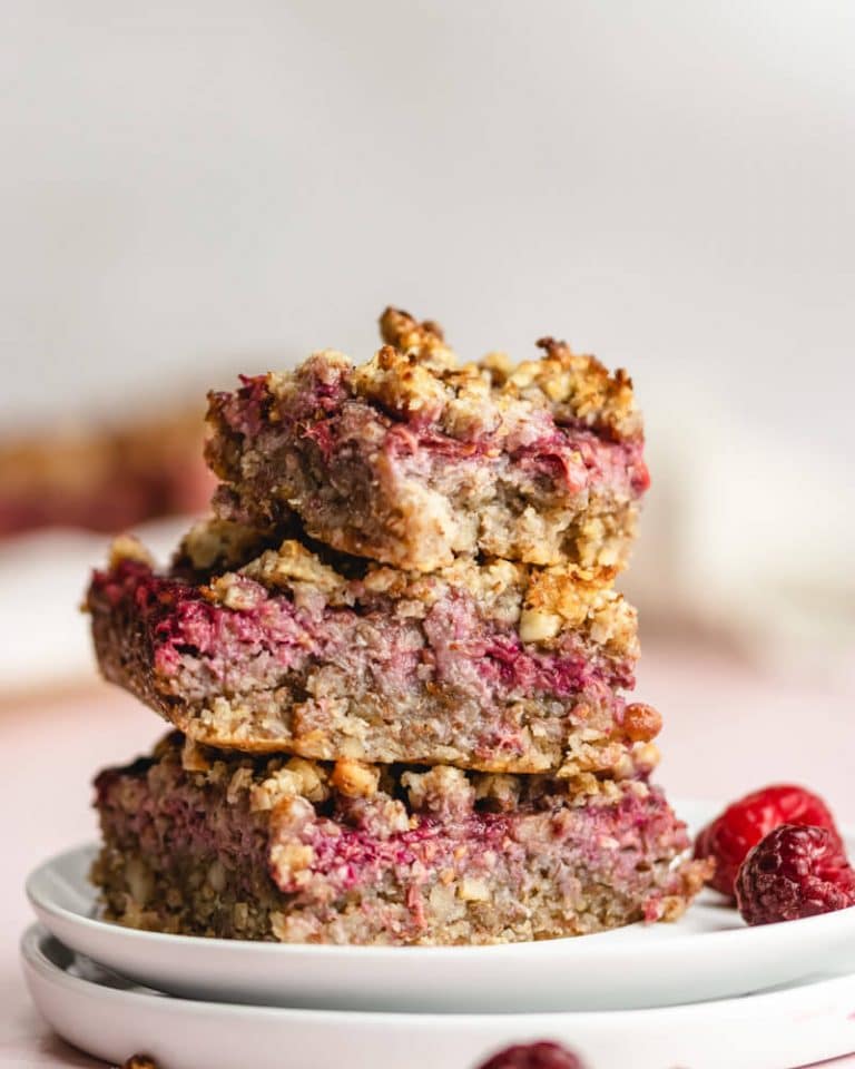 Barras crumble de banana e framboesa vegano - sem plv