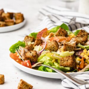 como fazer croutons com pão duro sem lacticinios, sem ovo e sem glúten