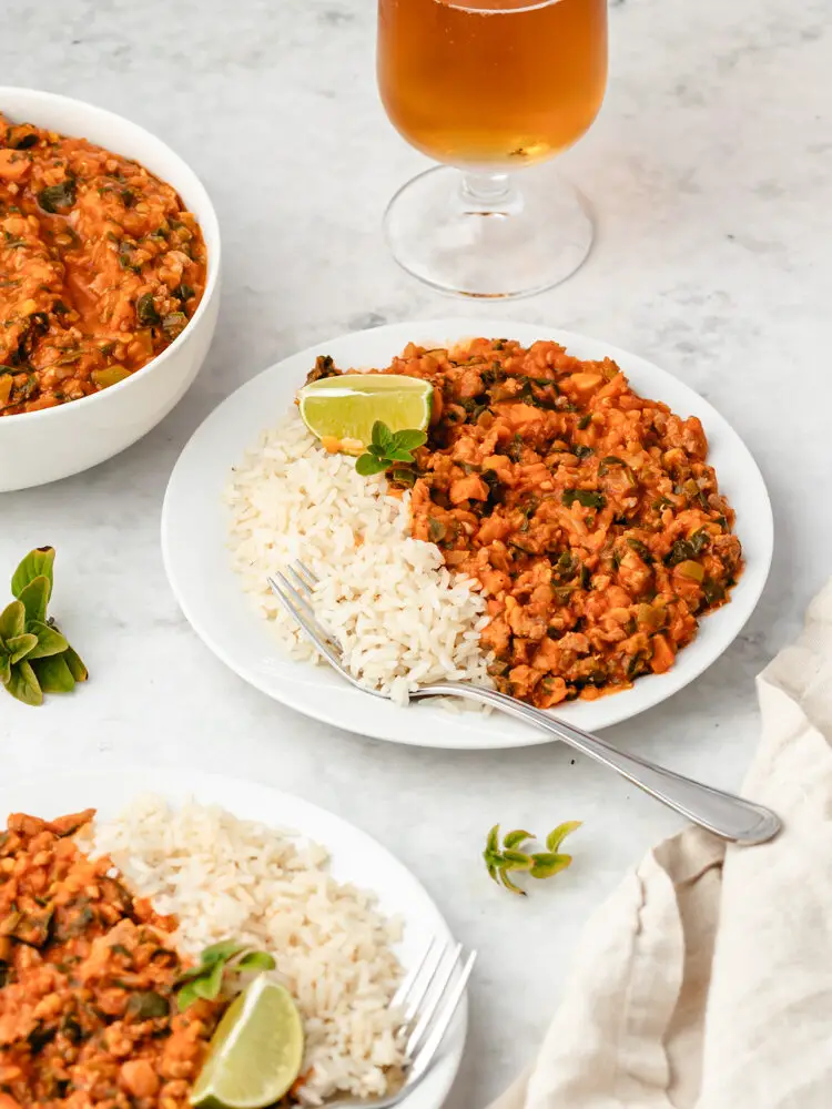 carne picada com lentilhas refeição