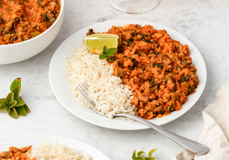 carne picada com lentilhas refeição