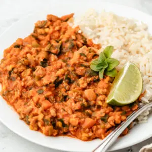 carne picada com lentilhas refeição