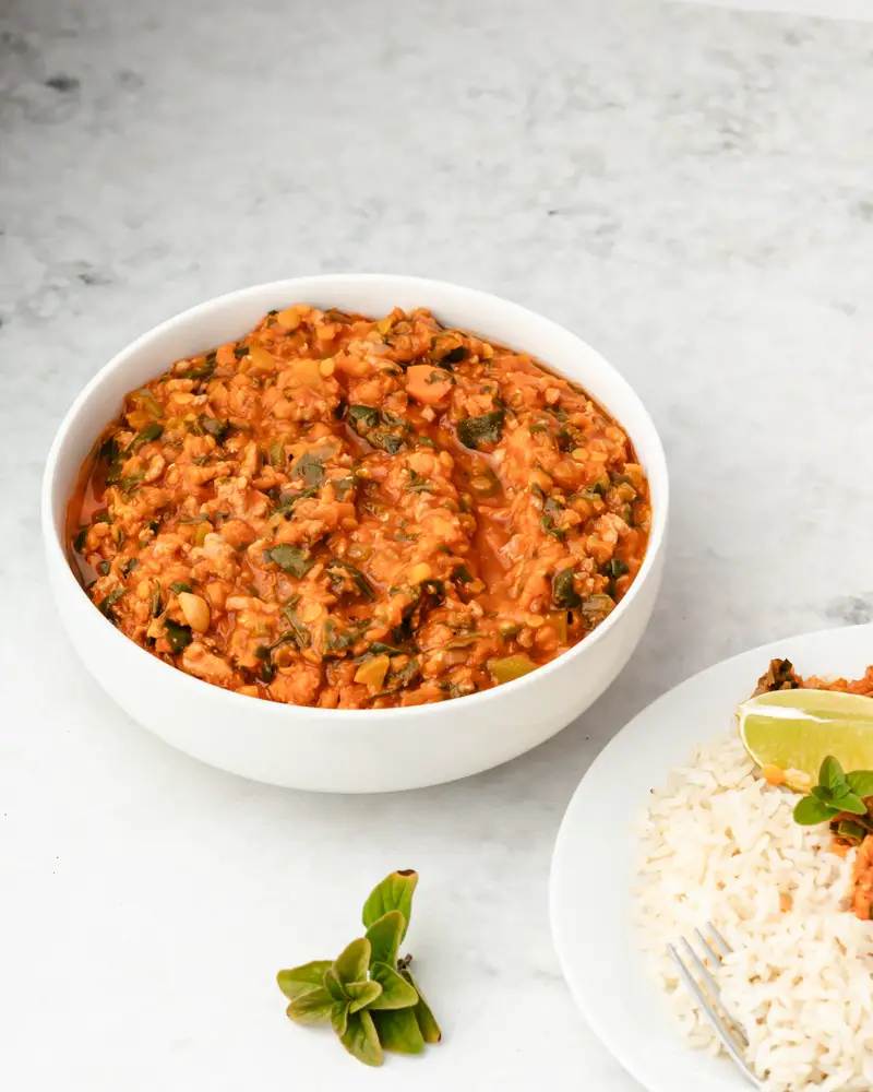 carne picada com lentilhas refeição