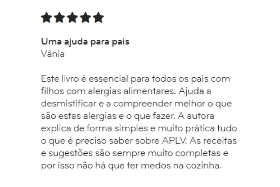 opinião de quem comprou o livro alergias comer sem medos da sofia carvalho e da alergologista Mariana Couto