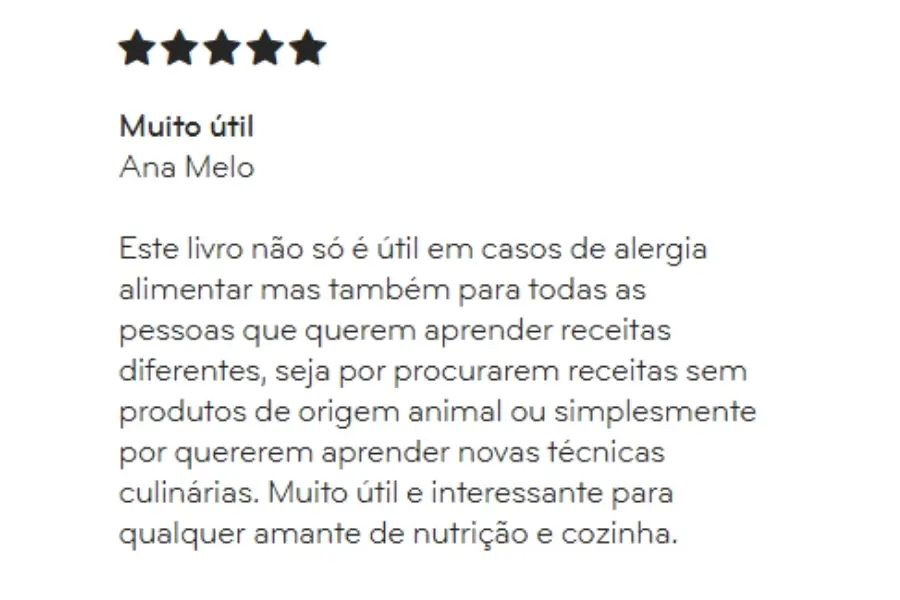 opinião de quem comprou o livro alergias comer sem medos da sofia carvalho e da alergologista Mariana Couto