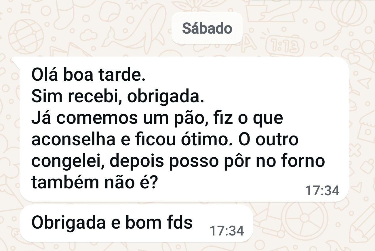 Feedback opinião de quem testou o método. Cliente de envio pão pelo correio.